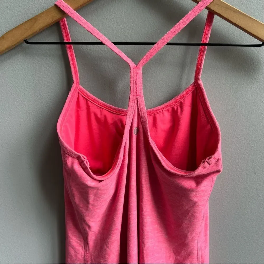 Lululemon Power Y Luon Heathered Neon Pink Tank Size 6
